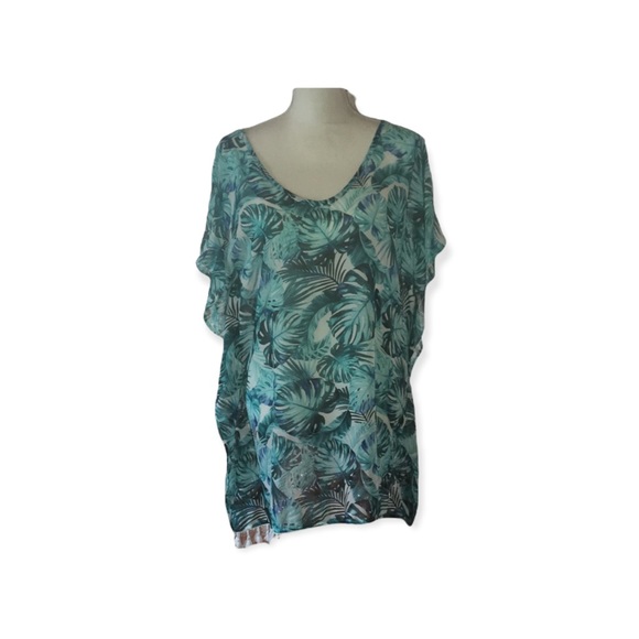 NO BOUNDARIES Blue Hawaiian Floral Swim Coverup M - Picture 3 of 7
